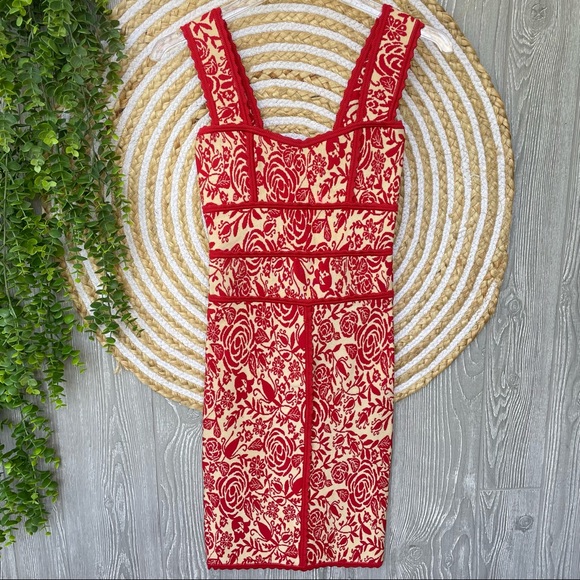 LOLITTA Womens  Zip Up Embroidered Floral Sleeveless Bodycon Dress Size P - Picture 1 of 10